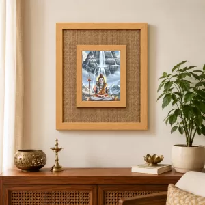 Lord Shiva Laminated Jute Wall Photo Frame, 14 X 16 Inch (F174743)