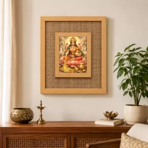 Goddess Lakshmi Laminated Jute Wall Photo Frame, 14 X 16 Inch (F174754)