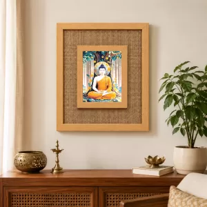 Buddha Laminated Jute Wall Photo Frame, 14 X 16 Inch (F174787)