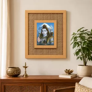 Lord Shiva Laminated Jute Wall Photo Frame, 14 X 16 Inch (F174818)