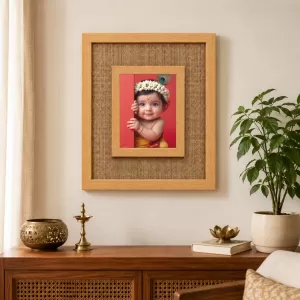 Baby Krishna Laminated Jute Wall Photo Frame, 14 X 16 Inch (F174821) Baby Krishna Laminated Jute Wall Photo Frame, 14 X 16 Inch (F174821)