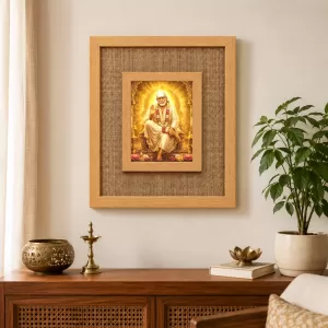 Shirdi Sai Baba Laminated Jute Wall Photo Frame, 14 X 16 Inch (F174849)