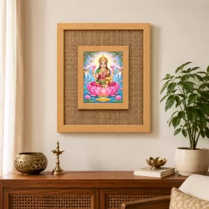 Goddess Lakshmi Laminated Jute Wall Photo Frame, 14 X 16 Inch (F174854) Goddess Lakshmi Laminated Jute Wall Photo Frame, 14 X 16 Inch (F174854)