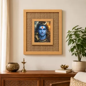 Lord Shiva Laminated Jute Wall Photo Frame, 14 X 16 Inch (F174898)