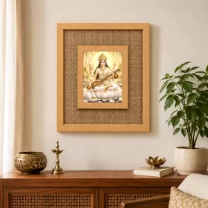 Goddess Saraswati Laminated Jute Wall Photo Frame, 14 X 16 Inch (F174911) Goddess Saraswati Laminated Jute Wall Photo Frame, 14 X 16 Inch (F174911)