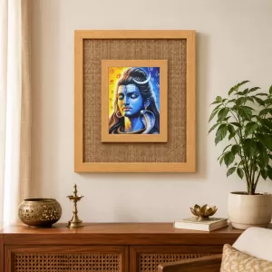 Lord Shiva Laminated Jute Wall Photo Frame, 14 X 16 Inch (F174920)