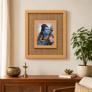 Lord Shiva Laminated Jute Wall Photo Frame, 14 X 16 Inch (F174971)