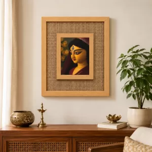 Durga Maa Laminated Jute Wall Photo Frame, 14 X 16 Inch (F174996) Durga Maa Laminated Jute Wall Photo Frame, 14 X 16 Inch (F174996)