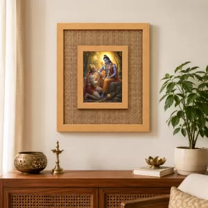 Lord Rama And Hanuman Laminated Jute Wall Photo Frame, 14 X 16 Inch (F175051) Lord Rama And Hanuman Laminated Jute Wall Photo Frame, 14 X 16 Inch (F175051)