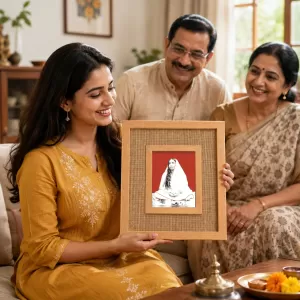 Maa Sarada Laminated Jute Wall Photo Frame, 14 X 16 Inch (F175093) Maa Sarada Laminated Jute Wall Photo Frame, 14 X 16 Inch (F175093)