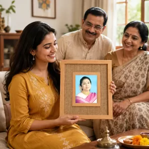 Asha Bhosle Laminated Jute Wall Photo Frame, 14 X 16 Inch (F175114) Asha Bhosle Laminated Jute Wall Photo Frame, 14 X 16 Inch (F175114)