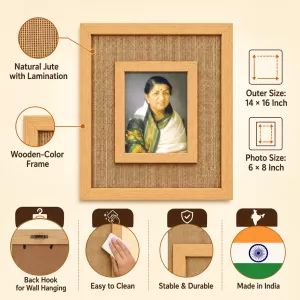 Lata Manjeskar Laminated Jute Wall Photo Frame, 14 X 16 Inch (F175092) Lata Manjeskar Laminated Jute Wall Photo Frame, 14 X 16 Inch (F175092)