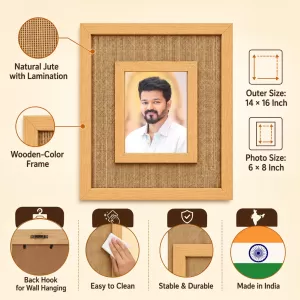 Vijay Thalapati Laminated Jute Wall Photo Frame, 14 X 16 Inch (F175097) Vijay Thalapati Laminated Jute Wall Photo Frame, 14 X 16 Inch (F175097)