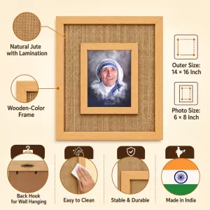 Mother Terassa Laminated Jute Wall Photo Frame, 14 X 16 Inch (F175103) Mother Terassa Laminated Jute Wall Photo Frame, 14 X 16 Inch (F175103)