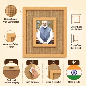 Shree Narandra Modi Laminated Jute Wall Photo Frame, 14 X 16 Inch (F175104) Shree Narandra Modi Laminated Jute Wall Photo Frame, 14 X 16 Inch (F175104)