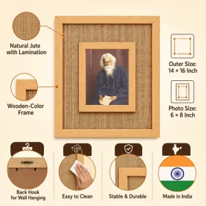 Shree Rabindra Nath Tagore Laminated Jute Wall Photo Frame, 14 X 16 Inch (F175108) Shree Rabindra Nath Tagore Laminated Jute Wall Photo Frame, 14 X 16 Inch (F175108)