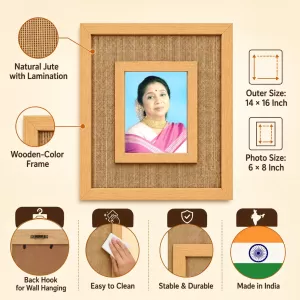 Asha Bhosle Laminated Jute Wall Photo Frame, 14 X 16 Inch (F175114) Asha Bhosle Laminated Jute Wall Photo Frame, 14 X 16 Inch (F175114)