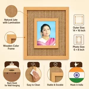 Asha Bhosle Laminated Jute Wall Photo Frame, 14 X 16 Inch (F175119) Asha Bhosle Laminated Jute Wall Photo Frame, 14 X 16 Inch (F175119)
