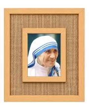 Mother Teressa Laminated Jute Wall Photo Frame, 14 X 16 Inch (F175105)