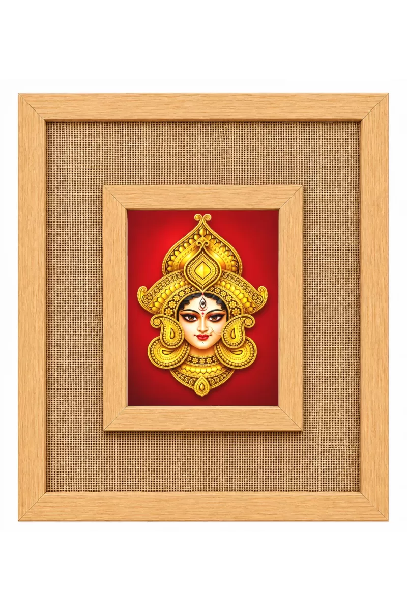 Maa Durga Laminated Jute Wall Photo Frame, 14 X 16 Inch (F175110)