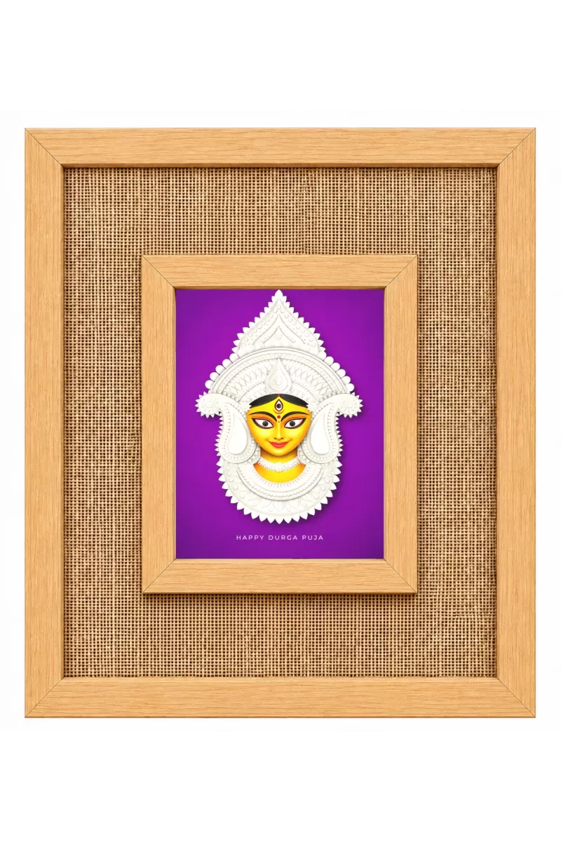 Maa Durga Laminated Jute Wall Photo Frame, 14 X 16 Inch (F175117)