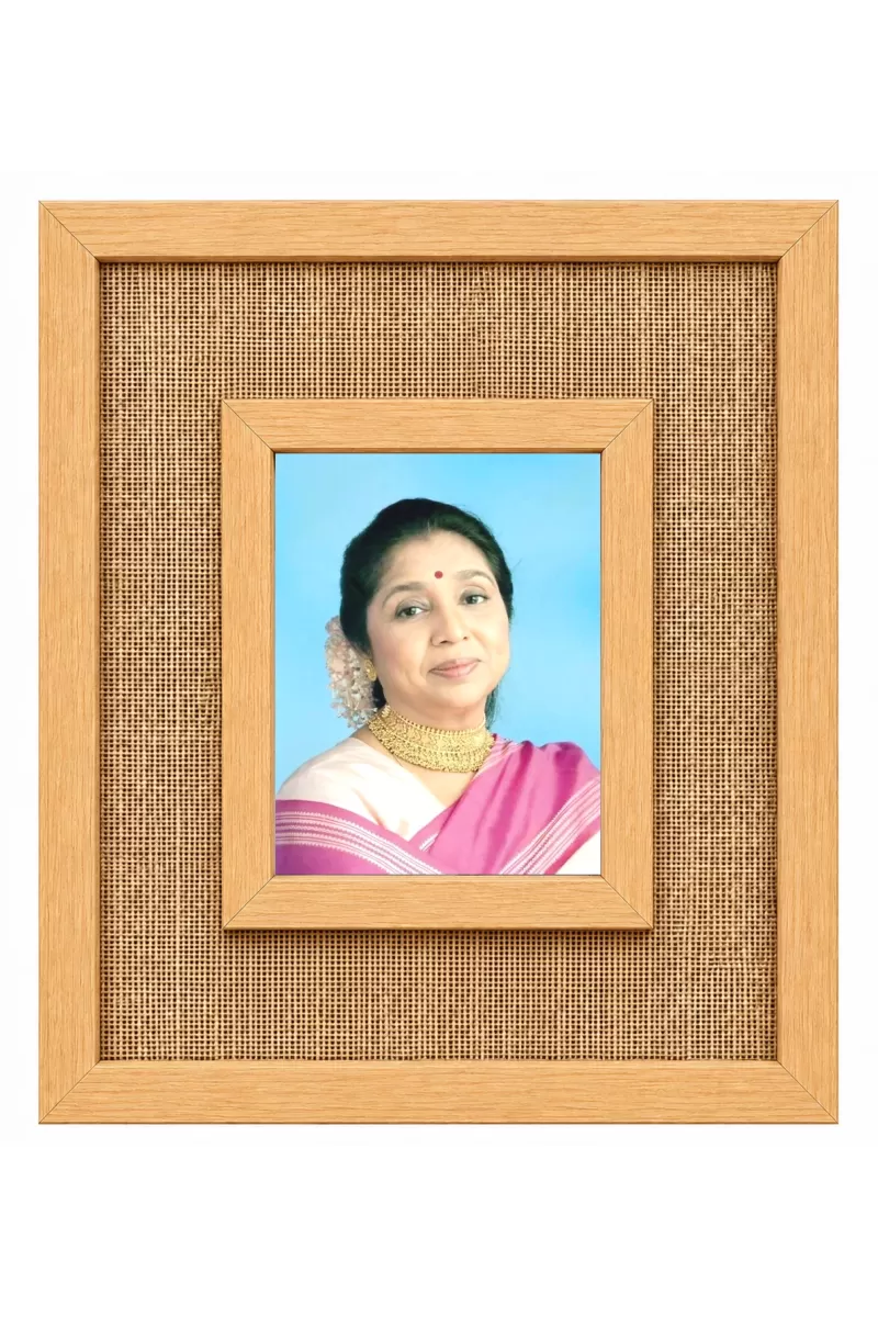 Asha Bhosle Laminated Jute Wall Photo Frame, 14 X 16 Inch (F175119)