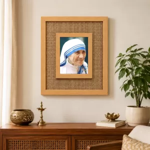 Mother Teressa Laminated Jute Wall Photo Frame, 14 X 16 Inch (F175105) Mother Teressa Laminated Jute Wall Photo Frame, 14 X 16 Inch (F175105)