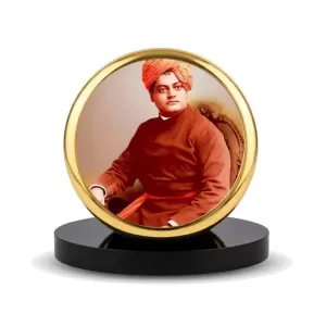 Car Dashboard/Table Top Swami Vivekananda Metal Golden Photo Stand 2x2 Inches, Compact & Stylish Spiritual Display For Car, Home & Office (Pack Of 1) (F24511) Car Dashboard/Table Top Swami Vivekananda Metal Golden Photo Stand 2x2 Inches, Compact & Stylish Spiritual Display For Car, Home & Office (Pack Of 1) (F24511)