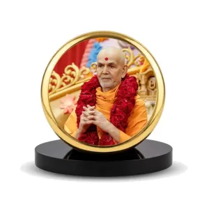 Car Dashboard/Table Top Mahant Swami Maharaj Metal Golden Photo Stand 2x2 Inches, Compact & Stylish Spiritual Display For Car, Home & Office (Pack Of 1) (F24512) Car Dashboard/Table Top Mahant Swami Maharaj Metal Golden Photo Stand 2x2 Inches, Compact & Stylish Spiritual Display For Car, Home & Office (Pack Of 1) (F24512)