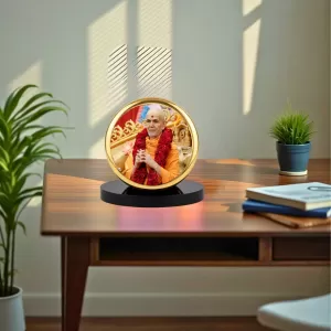 Car Dashboard/Table Top Mahant Swami Maharaj Metal Golden Photo Stand 2x2 Inches, Compact & Stylish Spiritual Display For Car, Home & Office (Pack Of 1) (F24512) Car Dashboard/Table Top Mahant Swami Maharaj Metal Golden Photo Stand 2x2 Inches, Compact & Stylish Spiritual Display For Car, Home & Office (Pack Of 1) (F24512)