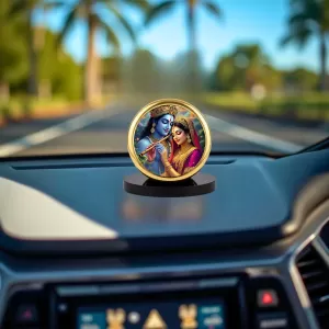 Car Dashboard/Table Top Radha And Krishna Metal Golden Photo Stand 2x2 Inches, Compact & Stylish Spiritual Display For Car, Home & Office (Pack Of 1) (F24514) Car Dashboard/Table Top Radha And Krishna Metal Golden Photo Stand 2x2 Inches, Compact & Stylish Spiritual Display For Car, Home & Office (Pack Of 1) (F24514)