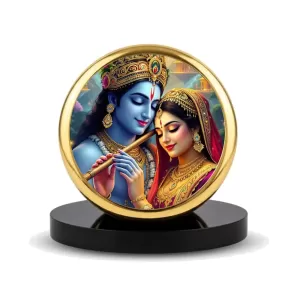 Car Dashboard/Table Top Radha And Krishna Metal Golden Photo Stand 2x2 Inches, Compact & Stylish Spiritual Display For Car, Home & Office (Pack Of 1) (F24514) Car Dashboard/Table Top Radha And Krishna Metal Golden Photo Stand 2x2 Inches, Compact & Stylish Spiritual Display For Car, Home & Office (Pack Of 1) (F24514)
