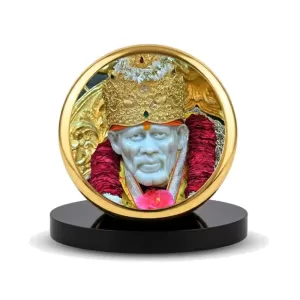 Car Dashboard/Table Top Shirdi Sai Baba Metal Golden Photo Stand 2x2 Inches, Compact & Stylish Spiritual Display For Car, Home & Office (Pack Of 1) (F24515) Car Dashboard/Table Top Shirdi Sai Baba Metal Golden Photo Stand 2x2 Inches, Compact & Stylish Spiritual Display For Car, Home & Office (Pack Of 1) (F24515)