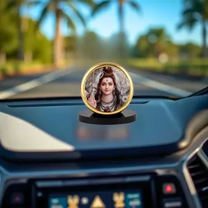 Car Dashboard/Table Top Lord Shiva Metal Golden Photo Stand 2x2 Inches, Compact & Stylish Spiritual Display For Car, Home & Office (Pack Of 1) (F24516) Car Dashboard/Table Top Lord Shiva Metal Golden Photo Stand 2x2 Inches, Compact & Stylish Spiritual Display For Car, Home & Office (Pack Of 1) (F24516)