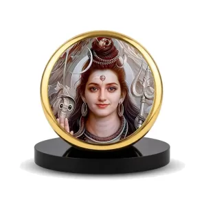 Car Dashboard/Table Top Lord Shiva Metal Golden Photo Stand 2x2 Inches, Compact & Stylish Spiritual Display For Car, Home & Office (Pack Of 1) (F24516) Car Dashboard/Table Top Lord Shiva Metal Golden Photo Stand 2x2 Inches, Compact & Stylish Spiritual Display For Car, Home & Office (Pack Of 1) (F24516)