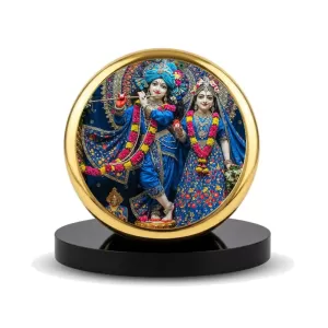 Car Dashboard/Table Top Radha And Krishna Metal Golden Photo Stand 2x2 Inches, Compact & Stylish Spiritual Display For Car, Home & Office (Pack Of 1) (F24517) Car Dashboard/Table Top Radha And Krishna Metal Golden Photo Stand 2x2 Inches, Compact & Stylish Spiritual Display For Car, Home & Office (Pack Of 1) (F24517)