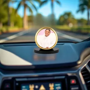 Car Dashboard/Table Top Mata Amritanandamayi Metal Golden Photo Stand 2x2 Inches, Compact & Stylish Spiritual Display For Car, Home & Office (Pack Of 1) (F24526) Car Dashboard/Table Top Mata Amritanandamayi Metal Golden Photo Stand 2x2 Inches, Compact & Stylish Spiritual Display For Car, Home & Office (Pack Of 1) (F24526)