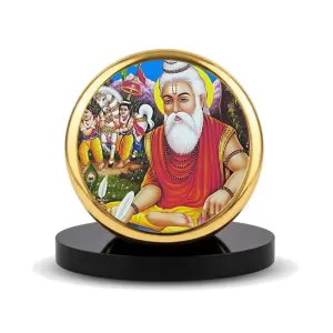 Car Dashboard/Table Top Maharishi Valmiki Metal Golden Photo Stand  2x2 Inches, Compact & Stylish Spiritual Display For Car, Home & Office (Pack Of 1) (F24527)