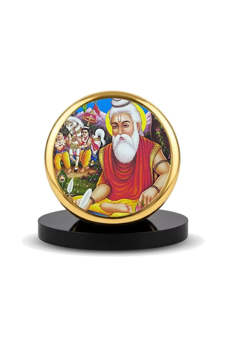 Car Dashboard/Table Top Maharishi Valmiki Metal Golden Photo Stand  2x2 Inches, Compact & Stylish Spiritual Display For Car, Home & Office (Pack Of 1) (F24527)