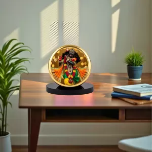 Car Dashboard/Table Top Lord Krishna Metal Golden Photo Stand 2x2 Inches, Compact & Stylish Spiritual Display For Car, Home & Office (Pack Of 1) (F24530) Car Dashboard/Table Top Lord Krishna Metal Golden Photo Stand 2x2 Inches, Compact & Stylish Spiritual Display For Car, Home & Office (Pack Of 1) (F24530)