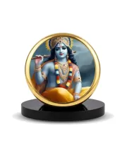 Car Dashboard/Table Top  Lord Krishna Metal Golden Photo Stand  2x2 Inches, Compact & Stylish Spiritual Display For Car, Home & Office (Pack Of 1) (F24531)
