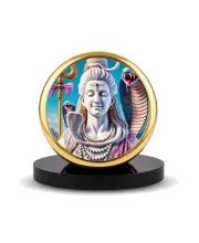 Car Dashboard/Table Top Lord Shiva Metal Golden Photo Stand  2x2 Inches, Compact & Stylish Spiritual Display For Car, Home & Office (Pack Of 1) (F24532)