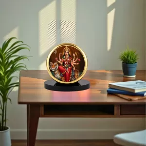 Car Dashboard/Table Top Goddess Durga Metal Golden Photo Stand 2x2 Inches, Compact & Stylish Spiritual Display For Car, Home & Office (Pack Of 1) (F24534) Car Dashboard/Table Top Goddess Durga Metal Golden Photo Stand 2x2 Inches, Compact & Stylish Spiritual Display For Car, Home & Office (Pack Of 1) (F24534)