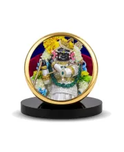 Car Dashboard/Table Top  Radha Raman Lal Metal Golden Photo Stand  2x2 Inches, Compact & Stylish Spiritual Display For Car, Home & Office (Pack Of 1) (F24543)