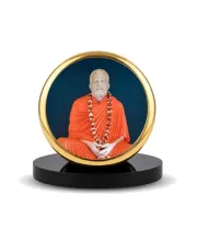Car Dashboard/Table Top  Sri Ramakrishna Paramahamsa Metal Golden Photo Stand  2x2 Inches, Compact & Stylish Spiritual Display For Car, Home & Office (Pack Of 1) (F24545)