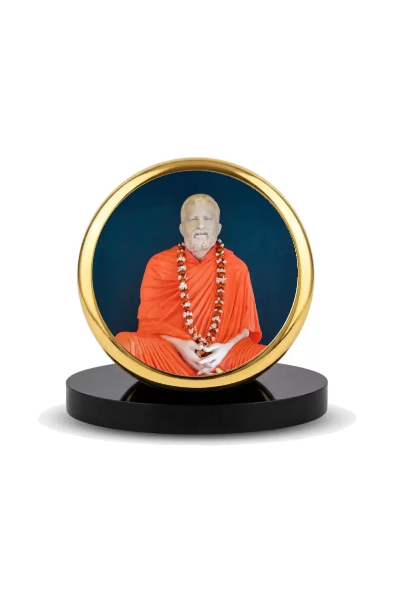 Car Dashboard/Table Top  Sri Ramakrishna Paramahamsa Metal Golden Photo Stand  2x2 Inches, Compact & Stylish Spiritual Display For Car, Home & Office (Pack Of 1) (F24545)