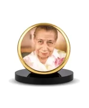 Car Dashboard/Table Top  Mirra Alfassa Metal Golden Photo Stand  2x2 Inches, Compact & Stylish Spiritual Display For Car, Home & Office (Pack Of 1) (F24549)
