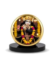 Car Dashboard/Table Top Radha Krishna  Metal Golden Photo Stand  2x2 Inches, Compact & Stylish Spiritual Display For Car, Home & Office (Pack Of 1) (F24552)