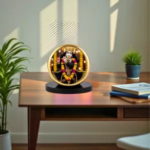 Car Dashboard/Table Top Radha Krishna  Metal Golden Photo Stand  2x2 Inches, Compact & Stylish Spiritual Display For Car, Home & Office (Pack Of 1) (F24552)
