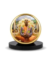 Car Dashboard/Table Top  A.C. Bhaktivedanta Swami Prabhupada Metal Golden Photo Stand  2x2 Inches, Compact & Stylish Spiritual Display For Car, Home & Office (Pack Of 1) (F24553)